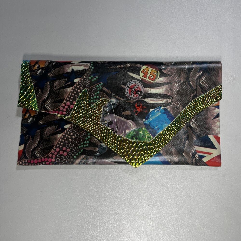 Fold Over Clutch Purse Pouch Handbag Artsy Ecletic Puerto Rico Colorful